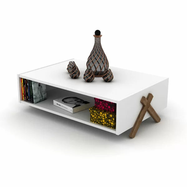 Etelvina Cross Legs Coffee Table with Storage Contemporary Style