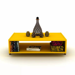 Yellow Etelvina Cross Legs Coffee Table with Storage modern Design