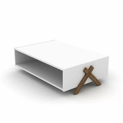 Etelvina Cross Legs Coffee Table with Storage Contemporary Style