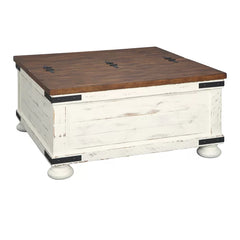 Coffee Table with Storage Rustic Farmhouse Heavy Distressing Solid Manufactured Wood