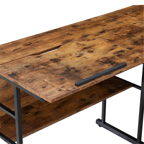 Brown/Black L-Shape Table 4 Different Positions from Flat to 90°Degree Manufactured Wood