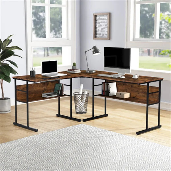 Brown/Black L-Shape Table 4 Different Positions from Flat to 90°Degree Manufactured Wood