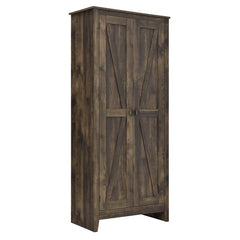 Rustic Brown 31.5'' Wide 4 - Shelf Storage Cabinet Four Shelves for Storage Two Are Adjustable Perfect for Organize