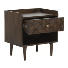 Walnut Eudy 20'' Tall 1 - Drawer Solid Wood Nightstand