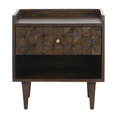 Walnut Eudy 20'' Tall 1 - Drawer Solid Wood Nightstand