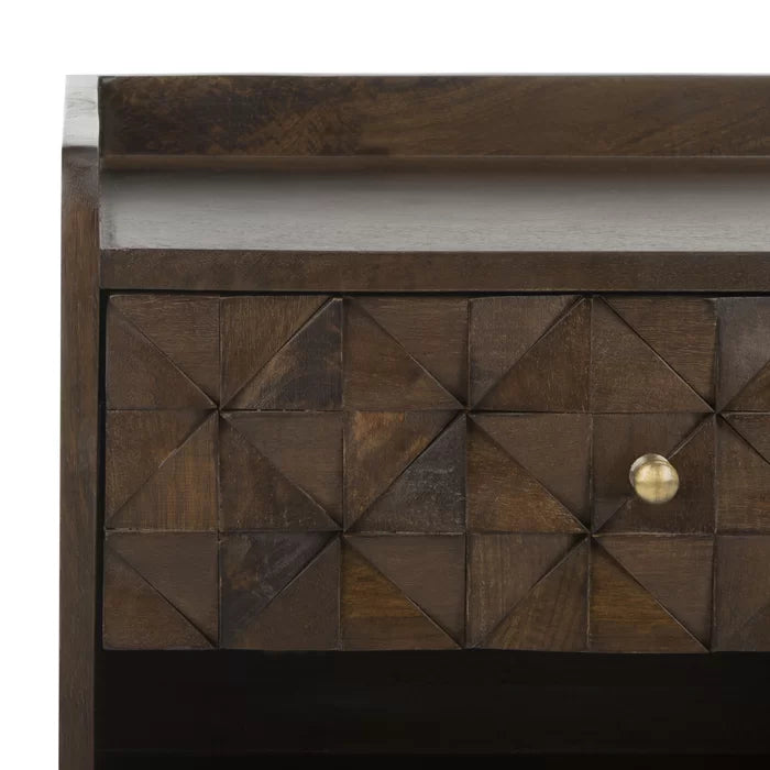 Walnut Eudy 20'' Tall 1 - Drawer Solid Wood Nightstand