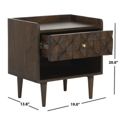 Walnut Eudy 20'' Tall 1 - Drawer Solid Wood Nightstand