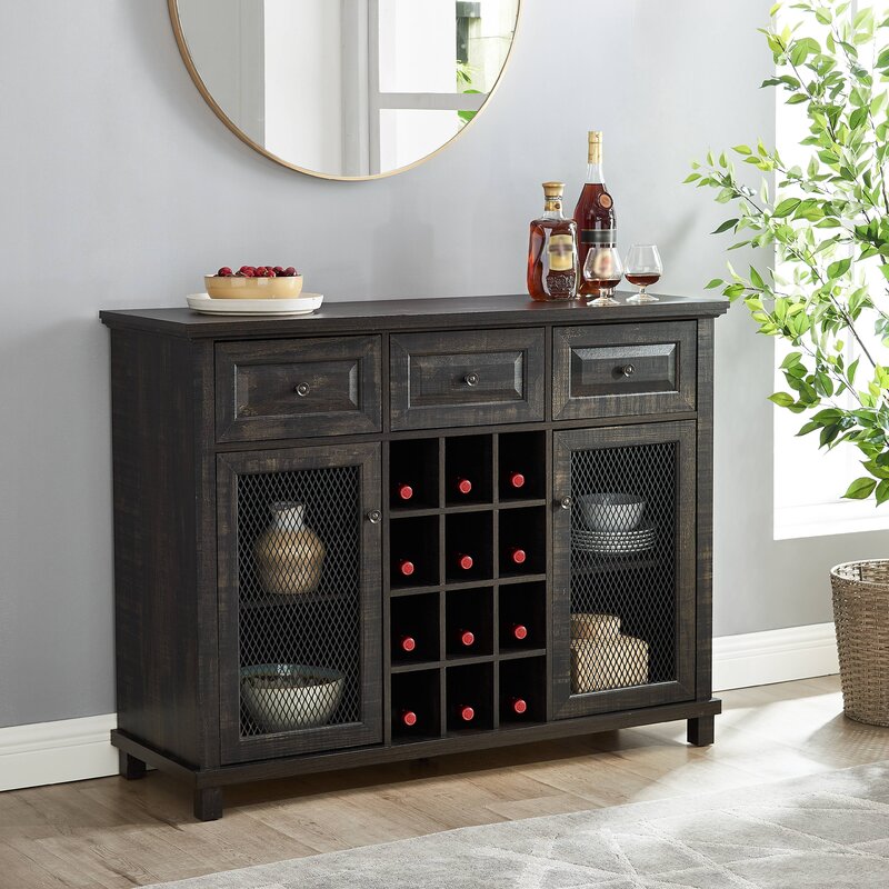Charcoal Eugene 47.64'' Wide 3 Drawer Server Modern Style to your Home