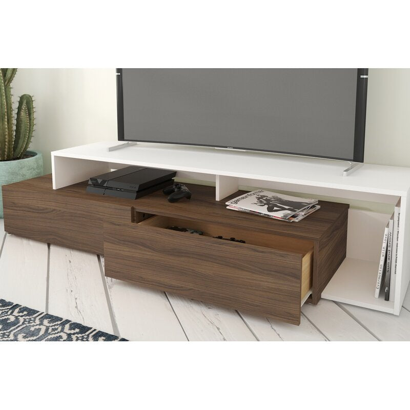 Walnut/White Evangeline TV Stand for TVs up to 70"