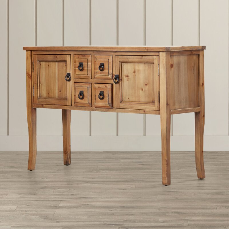47.2'' Wide 4 Drawer Fir Solid Wood Server Sideboard Brims with Vintage Charm Two Cabinet Doors and Four Petite Drawers