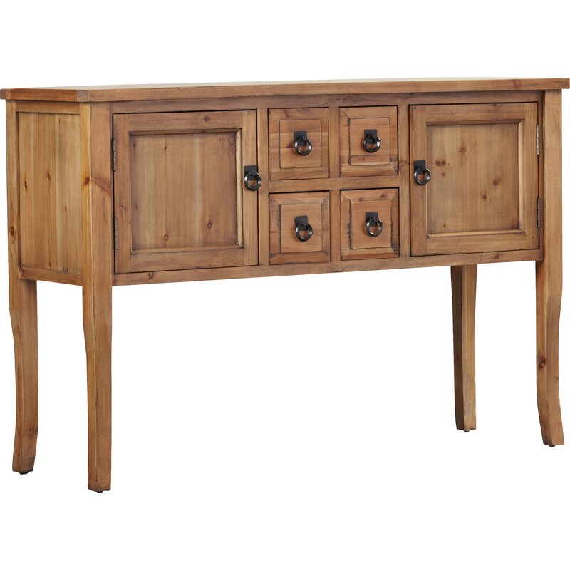47.2'' Wide 4 Drawer Fir Solid Wood Server Sideboard Brims with Vintage Charm Two Cabinet Doors and Four Petite Drawers