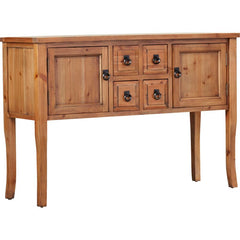 47.2'' Wide 4 Drawer Fir Solid Wood Server Sideboard Brims with Vintage Charm Two Cabinet Doors and Four Petite Drawers