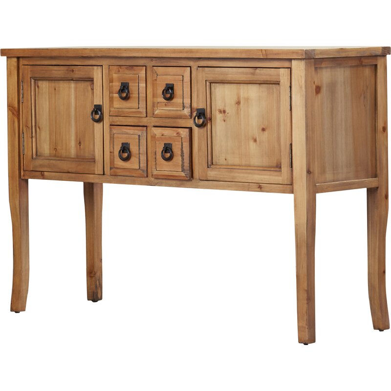 47.2'' Wide 4 Drawer Fir Solid Wood Server Sideboard Brims with Vintage Charm Two Cabinet Doors and Four Petite Drawers