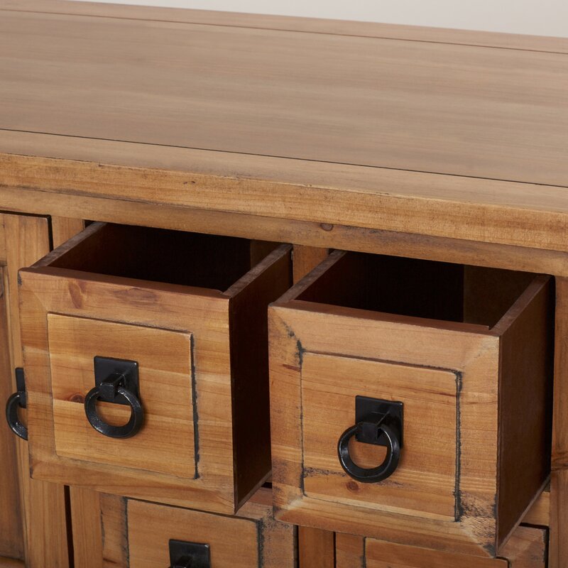 47.2'' Wide 4 Drawer Fir Solid Wood Server Sideboard Brims with Vintage Charm Two Cabinet Doors and Four Petite Drawers