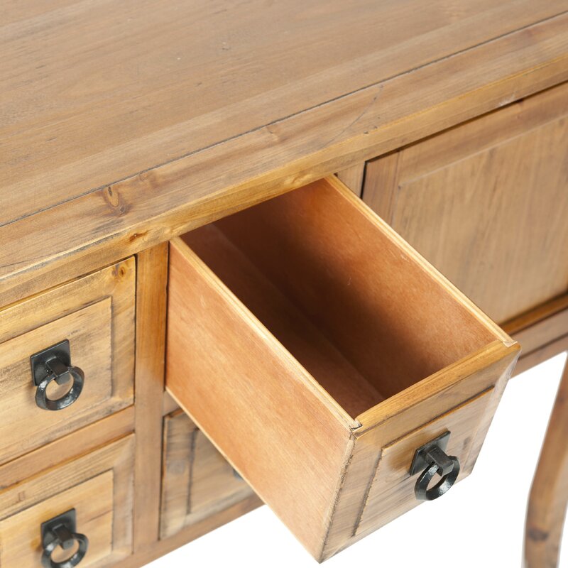 47.2'' Wide 4 Drawer Fir Solid Wood Server Sideboard Brims with Vintage Charm Two Cabinet Doors and Four Petite Drawers