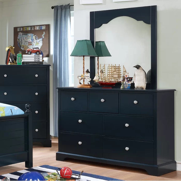 Blue Evanoff 7 Drawer 48'' W Dresser Seven Drawers with Stylish Round Pull