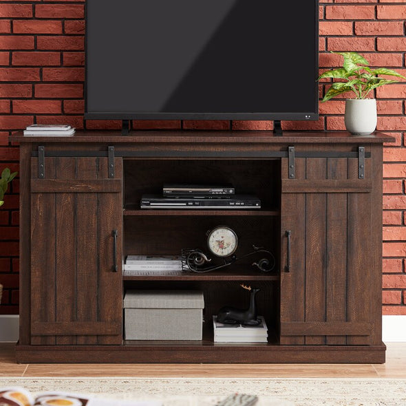 TV Stand for TVs up to 60" Brings Style and Ample Storage To Any Living Space Six Adjustable Shelves