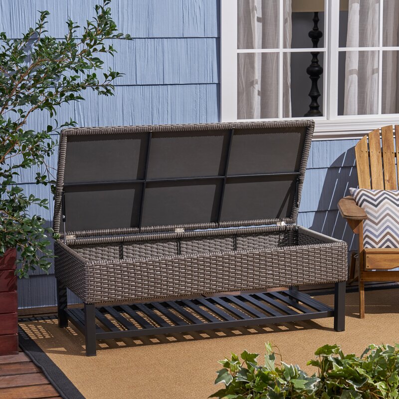 Wicker Storage Bench Perfect Poolside or Any Other Outdoor Area that Would Benefit from A Bit of Extra Storage