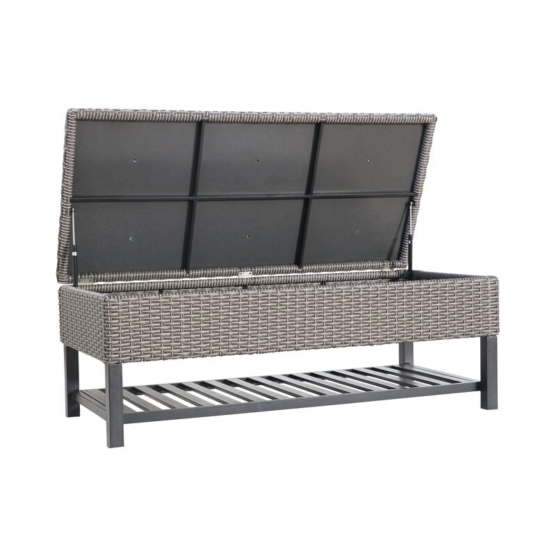 Wicker Storage Bench Perfect Poolside or Any Other Outdoor Area that Would Benefit from A Bit of Extra Storage