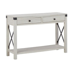 Whitewash Ezra 44'' Console Table Vintage-Inspired Style X-Shaped Accents