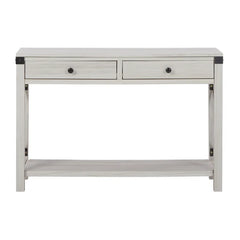 Whitewash Ezra 44'' Console Table Vintage-Inspired Style X-Shaped Accents