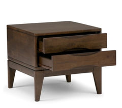 Solid Hardwood 22 inch Wide Square Mid Century Modern End Side Table in Walnut Brown - 22 W x 22 D x 20 H