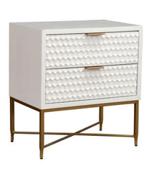 White Pearl Wood Modern & Contemporary 2-Drawer Nightstand Perfect for Any Room