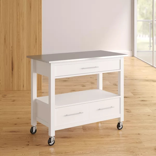 Fairweather 44'' Wide Rolling Kitchen Island with Stainless Steel Top