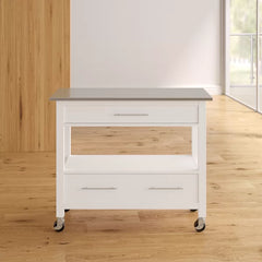 Fairweather 44'' Wide Rolling Kitchen Island with Stainless Steel Top