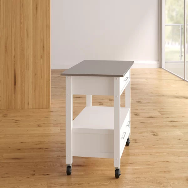 Fairweather 44'' Wide Rolling Kitchen Island with Stainless Steel Top