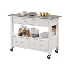 Fairweather 44'' Wide Rolling Kitchen Island with Stainless Steel Top