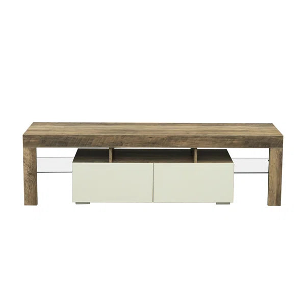 Oak/White Fallis TV Stand for TVs up to 65" Cable Management 16-Color LED Lights