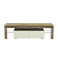 Solid Wood Oak/White Fallis LED lights TV Stand for TVs up to 65" 16-Color LED Lights