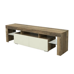 Oak/White Fallis TV Stand for TVs up to 65" Cable Management 16-Color LED Lights