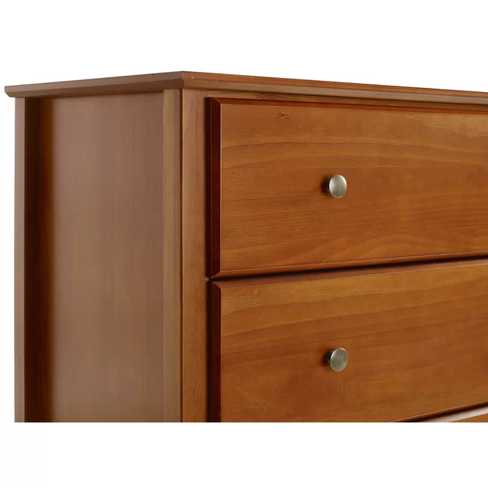 Cherry Faringdon 5 Drawer 34.5'' W Solid Wood Chest Crafted of 100% Pine Wood Sourced