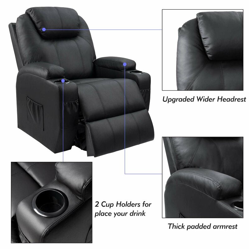 Faux Leather Heated Massage Chair Upgrade your Living Room Experience with this Power Reclining Full-Body Massage Chair