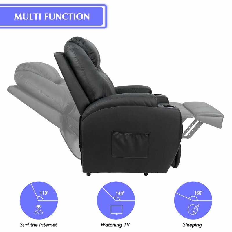 Faux Leather Heated Massage Chair Upgrade your Living Room Experience with this Power Reclining Full-Body Massage Chair