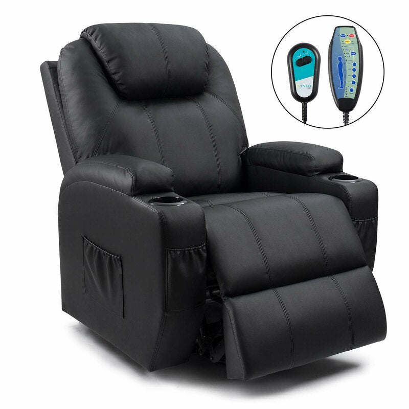 Faux Leather Heated Massage Chair Upgrade your Living Room Experience with this Power Reclining Full-Body Massage Chair