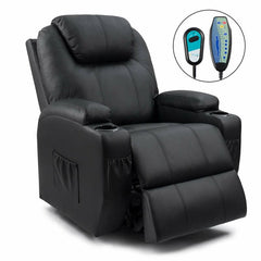 Faux Leather Heated Massage Chair Upgrade your Living Room Experience with this Power Reclining Full-Body Massage Chair
