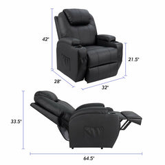 Faux Leather Heated Massage Chair Upgrade your Living Room Experience with this Power Reclining Full-Body Massage Chair