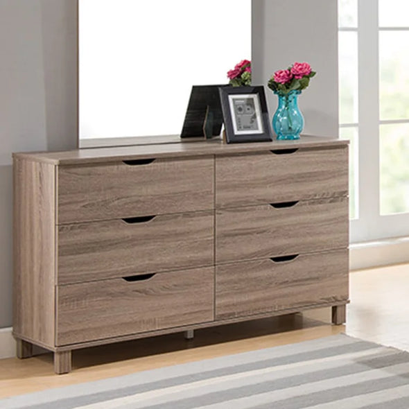 Dark Taupe Felten 6 Drawer 47'' W Double Dresser Indoor Aesthetically Design