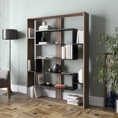 Walnut Fembra 61.4'' H x 47.2'' W Geometric Bookcase More Sturdy and Safe