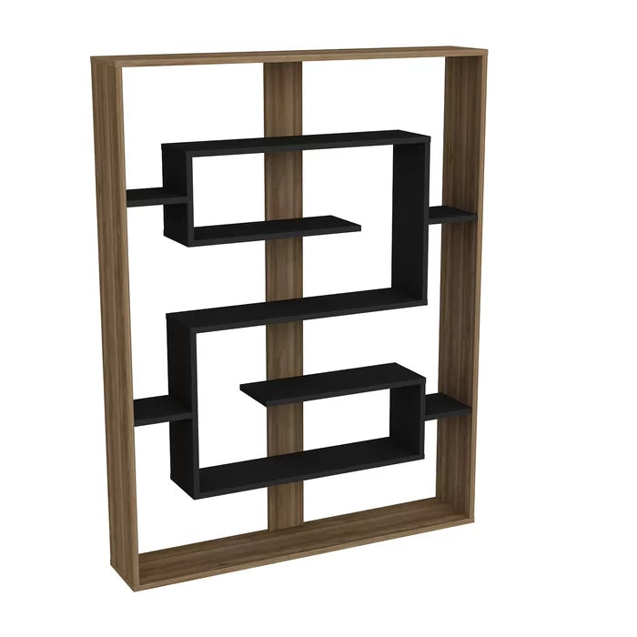 Walnut Fembra 61.4'' H x 47.2'' W Geometric Bookcase More Sturdy and Safe