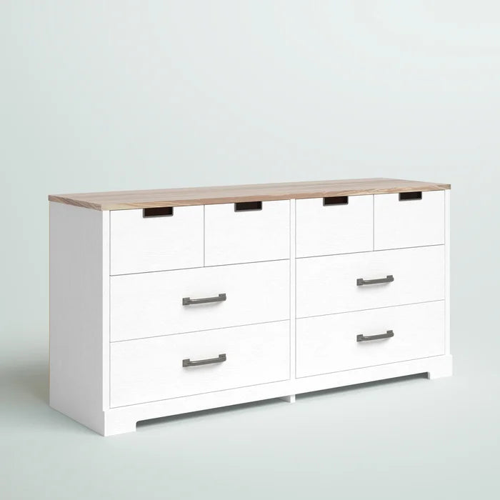 Solid Wood Brown/Off White Fenley 6 Drawer 52.72'' W Double Dresser Provide Storage Space