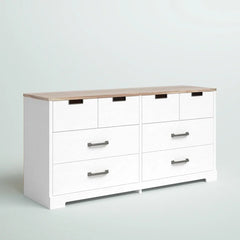 Solid Wood Brown/Off White Fenley 6 Drawer 52.72'' W Double Dresser Provide Storage Space