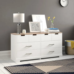 Solid Wood Brown/Off White Fenley 6 Drawer 52.72'' W Double Dresser Provide Storage Space