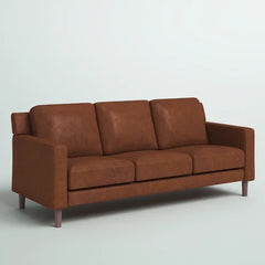 Ferranti 78'' Faux Leather Square Arm Sofa Mid Century Modern Style