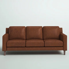 Ferranti 78'' Faux Leather Square Arm Sofa Mid Century Modern Style