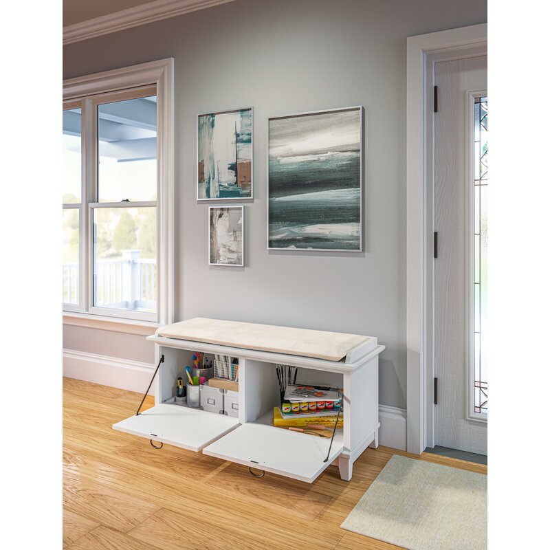 Off White Solid Wood Cabinet Storage Bench Brings A Versatile Look to your Carefully-Curated Home Perfect for Organize