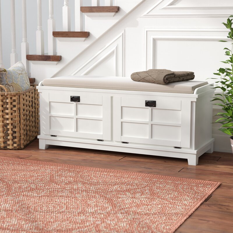 Off White Solid Wood Cabinet Storage Bench Brings A Versatile Look to your Carefully-Curated Home Perfect for Organize